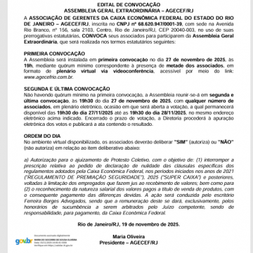 ASSEMBLEIA GERAL EXTRAORDINÁRIA – AGECEF/RJ